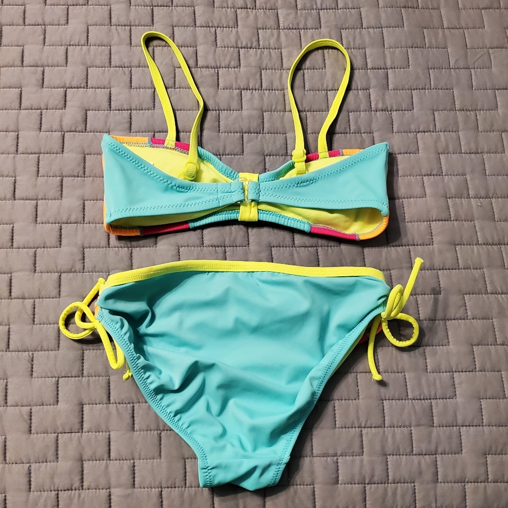 JUSTICE neon color block bikini size 12 - Picture 2 of 3